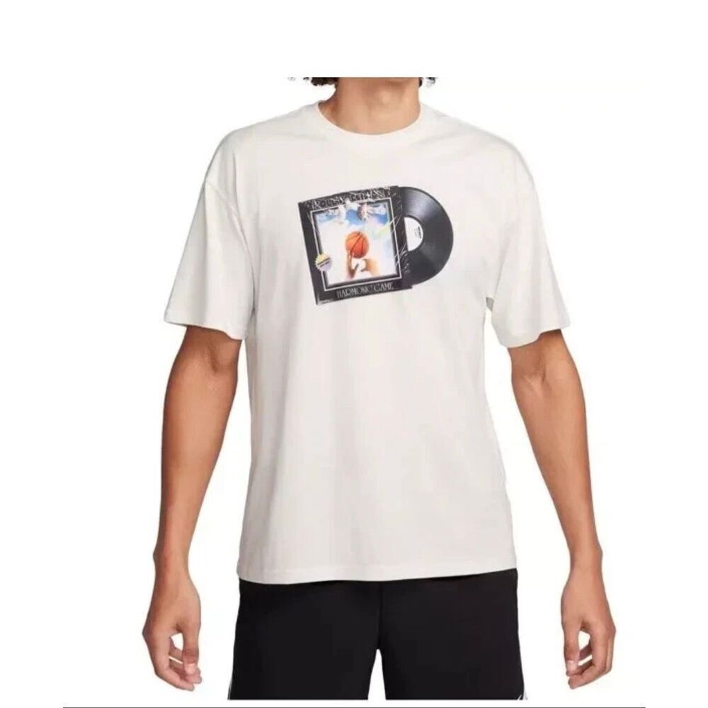 Nike Men’s Max90 Basketball T Shirt White Loose Fit FQ4914-121 Sz L Retro NWT
